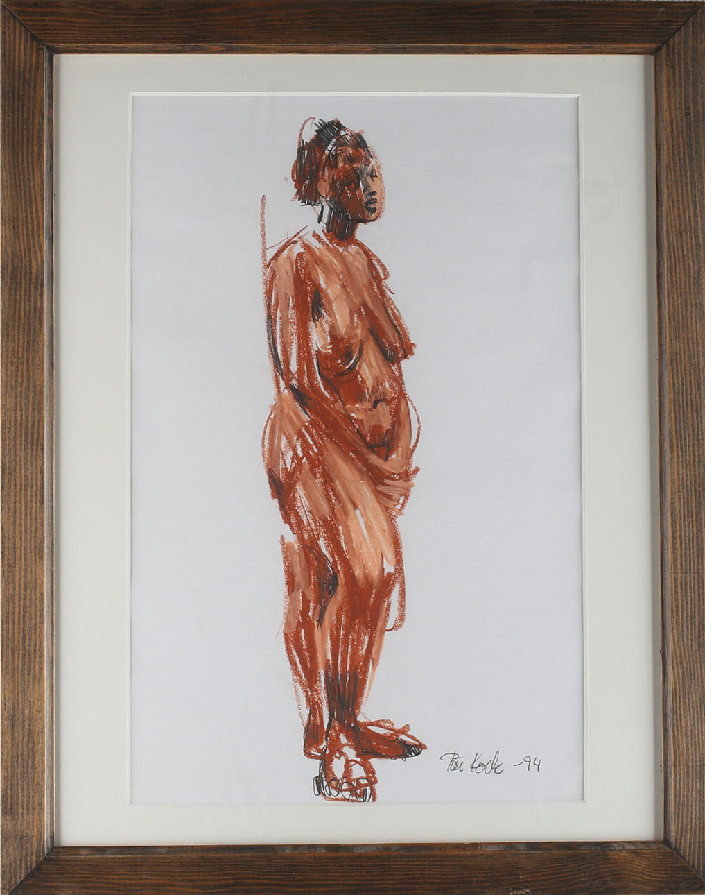 PÄR KOCK. Nakenstudie, rödkrita, signerad samt daterad -94.