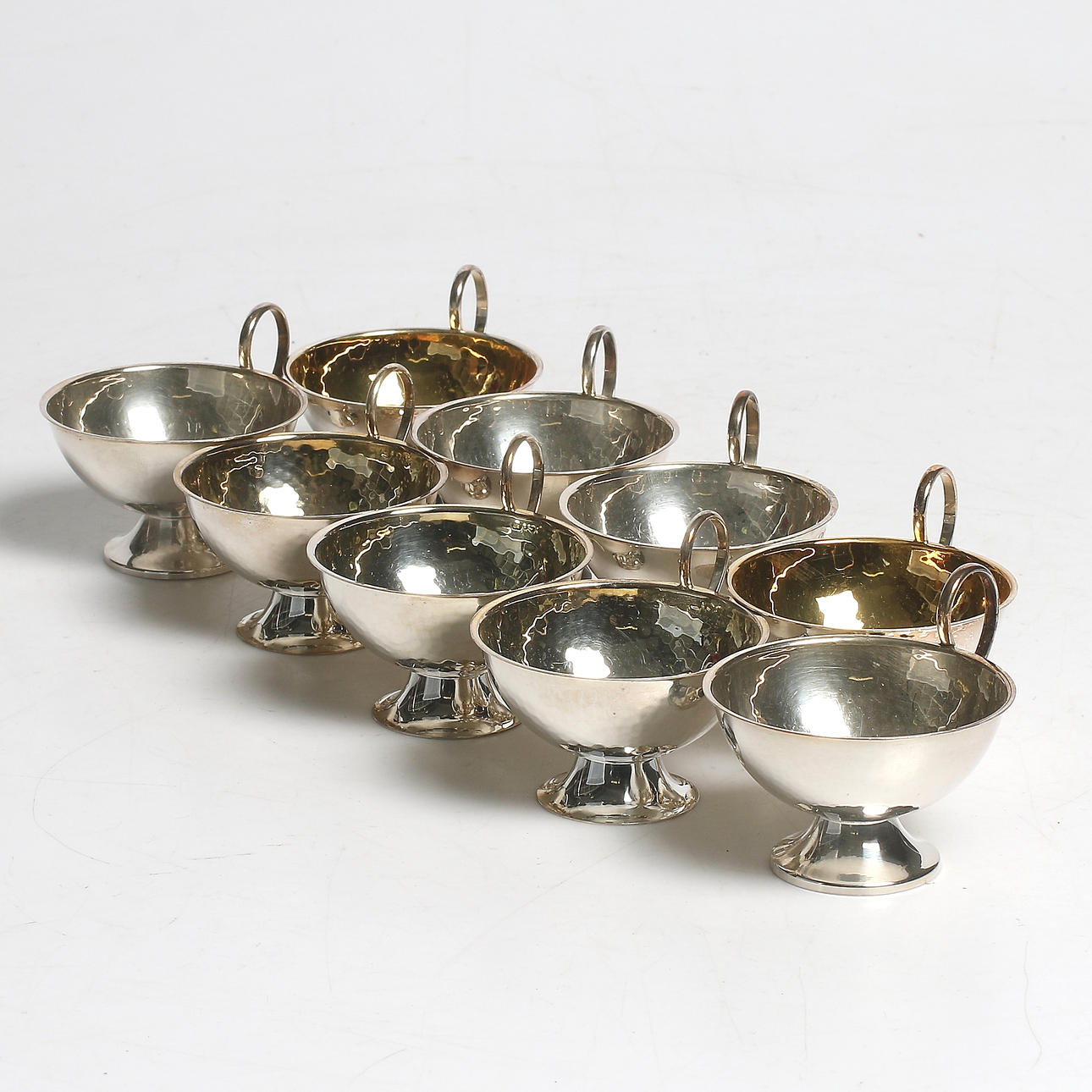 SUPKOPPAR, 9 st, silver, 1900-tal. Vikt 285 gram.