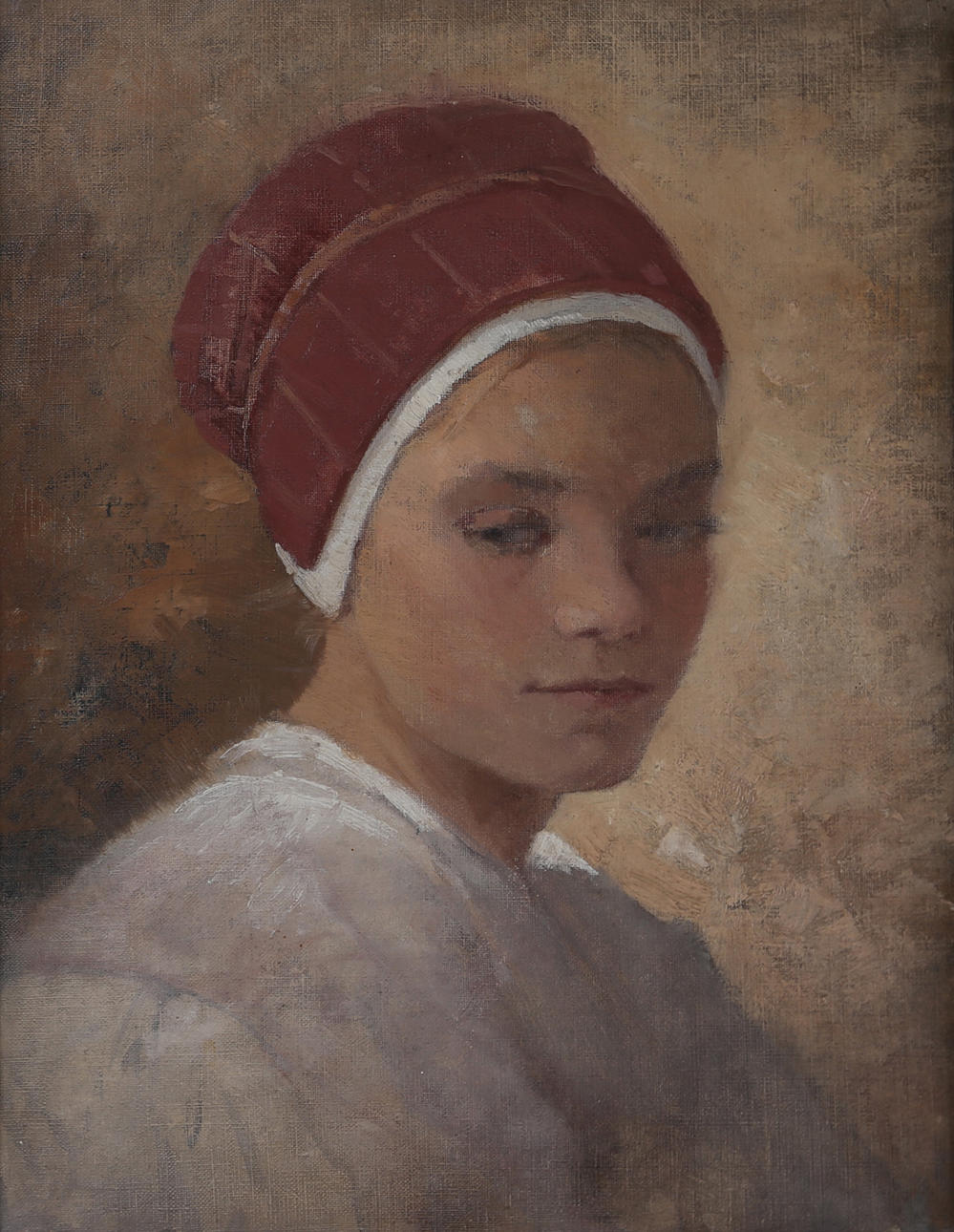 ANNA NORDGREN. TILLSKRIVEN. Kvinnoporträtt, olja på duk.