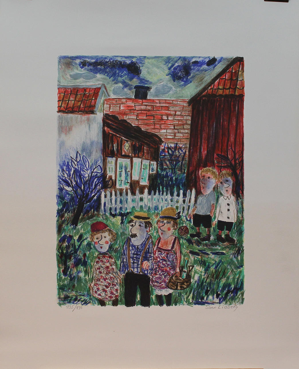 SVEN LIDBERG. I köksträdgårdemn. Färglitografi. Signerad. 235/290.