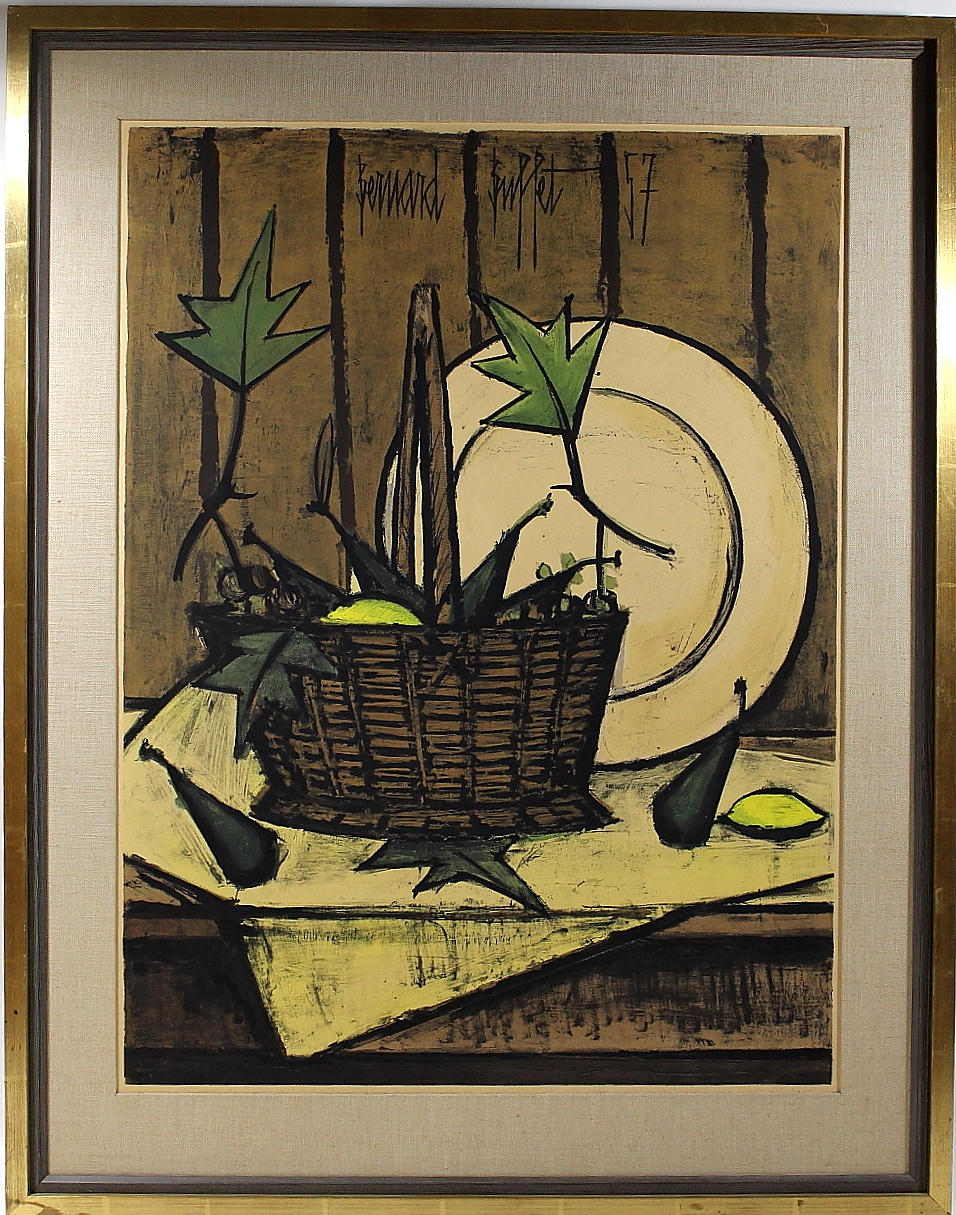BERNARD BUFFET. färglitografi " nature morte " signerad.