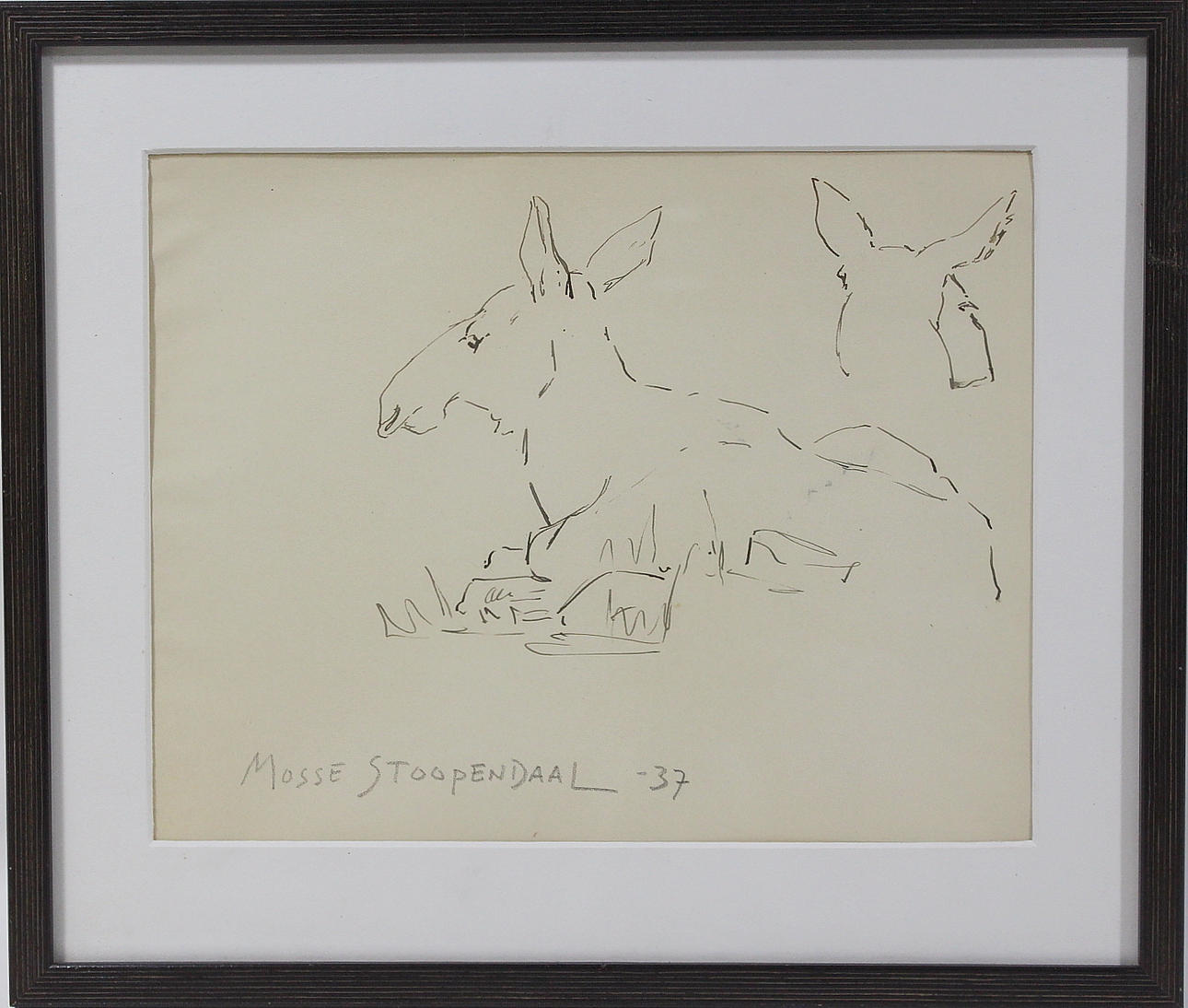 MOSSE STOPENDAAL. tuschlavering, älg, signerad.