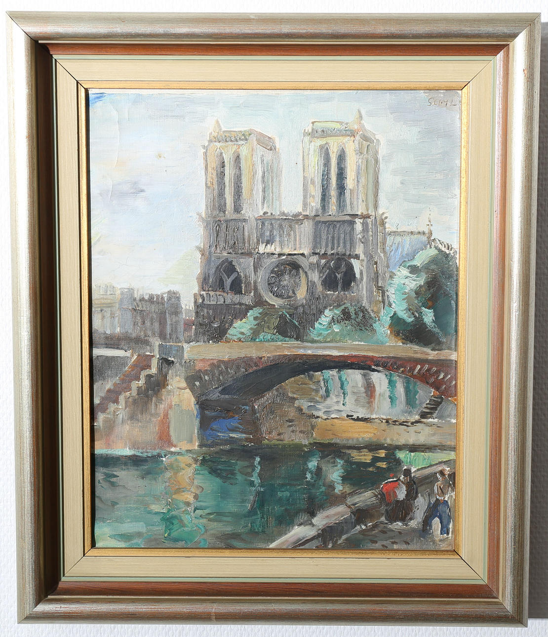 JULES SCHYL. Olja på duk, Notre Dame Paris, signerad Schyl.