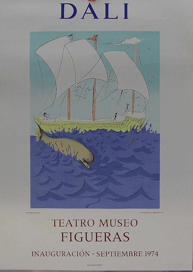 SALVADOR DALI. litografisk affisch, " teatro museo Figueras " september 1974.