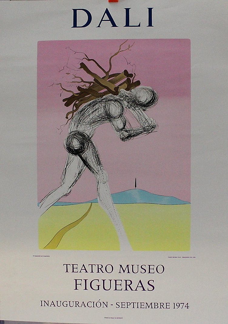 SALVADOR DALI. litografisk affisch, " teatro museo Figueras " september 1974.