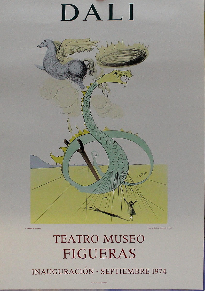 SALVADOR DALI. litografisk affisch, " teatro museo Figueras " september 1974.