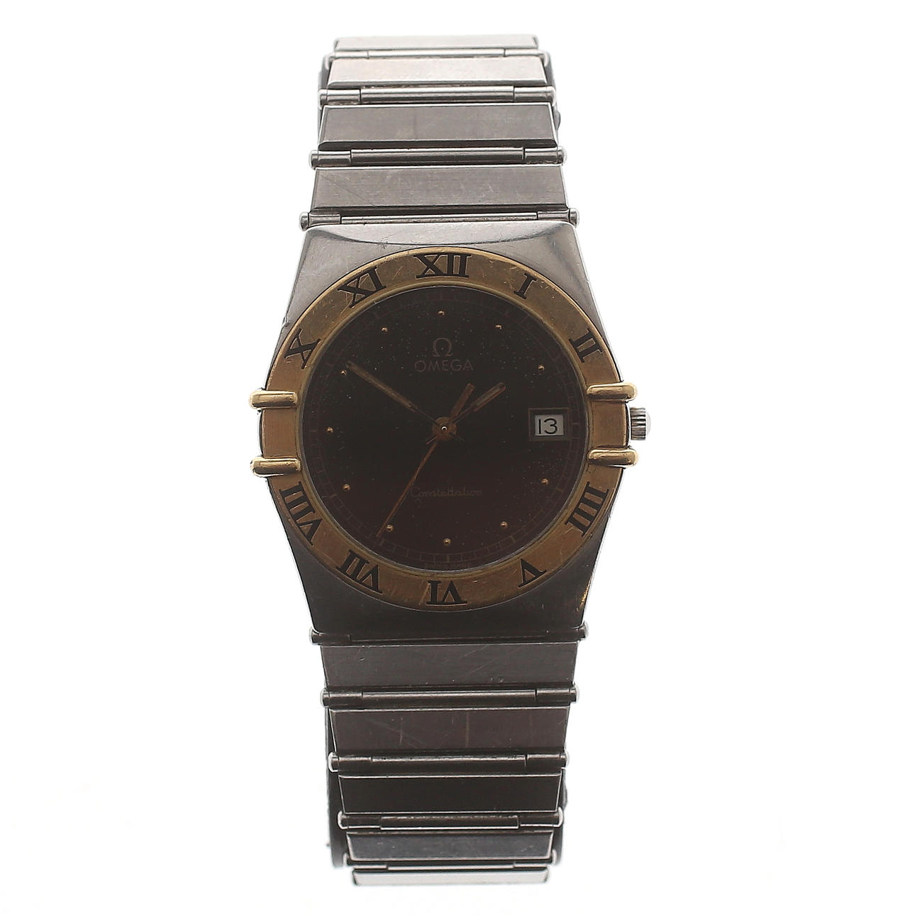 HERRARMBANDSUR, Omega Constellation, guld på stål.