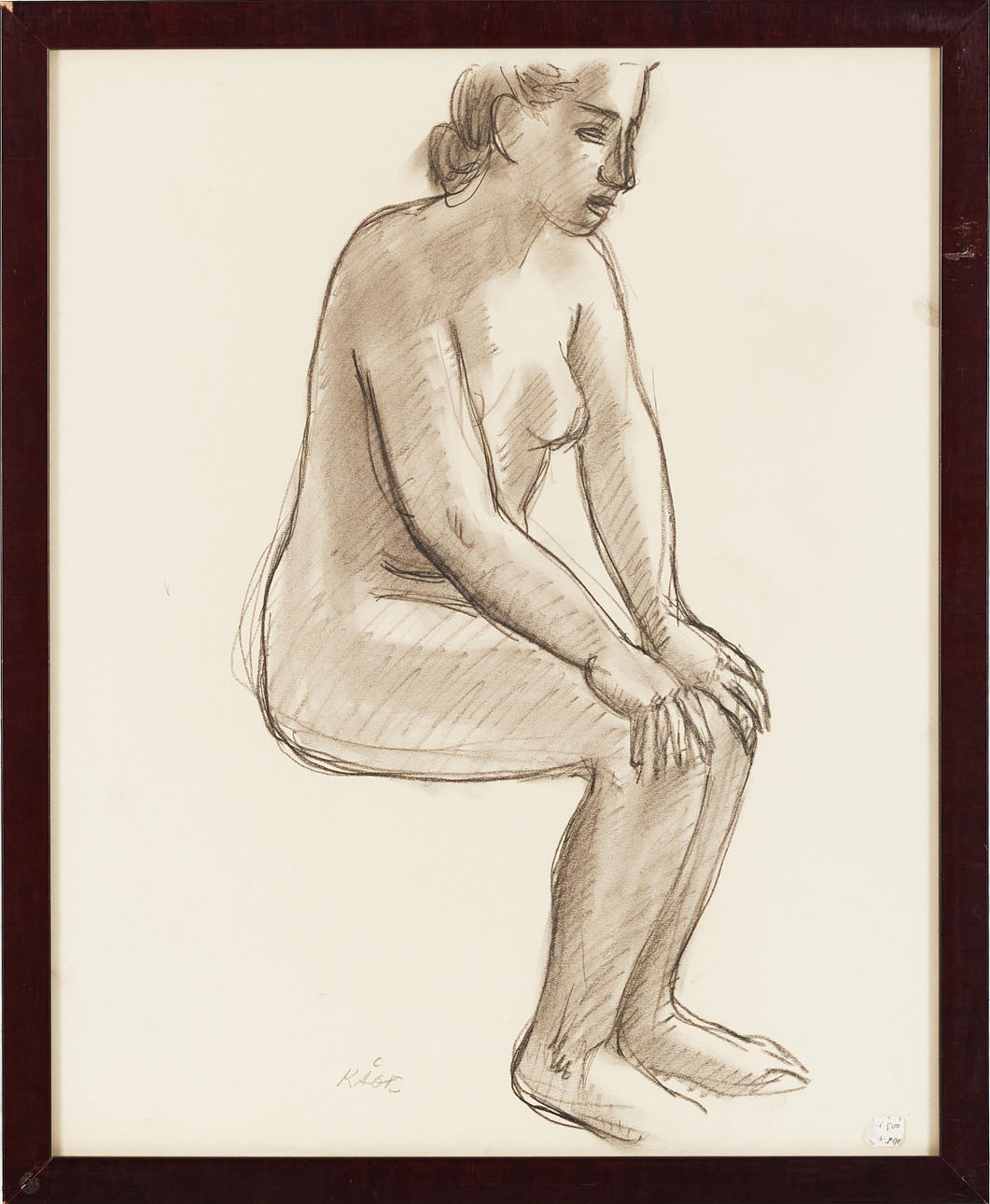 WILHELM KÅGE. Sitting model, drawing, signed Kåge.