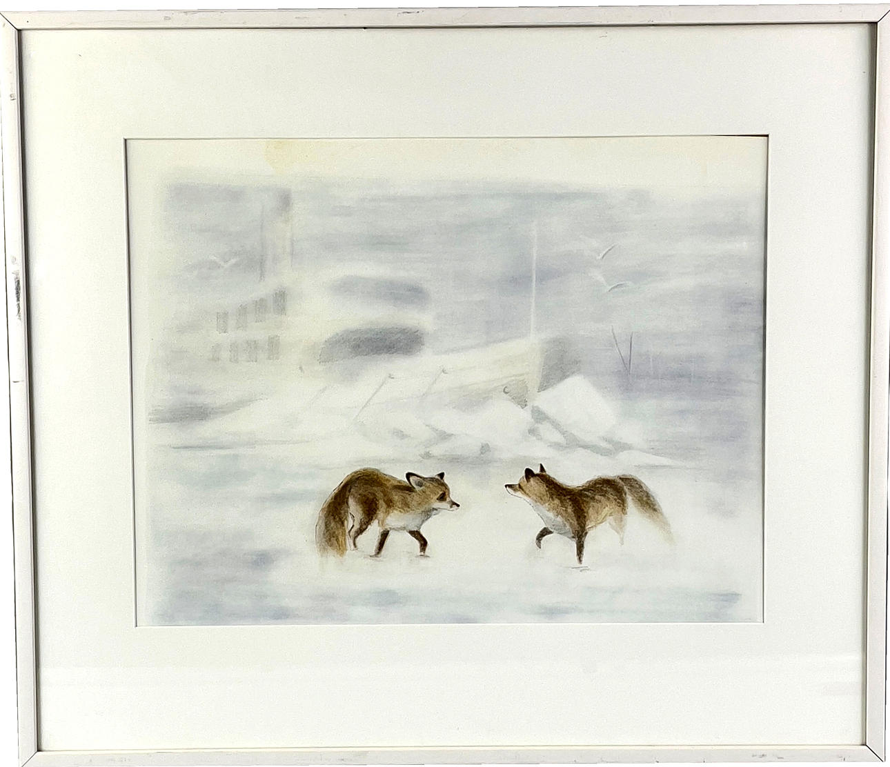 LETTI RAPP (b. 1942). Lithograph in colours, Red foxes in front of boat, signed and numbered 80/250.