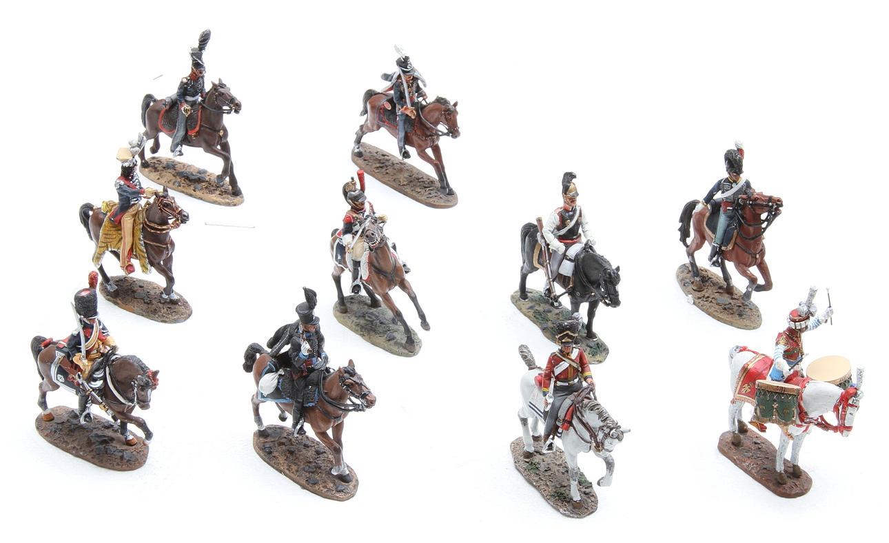 DEL PRADO FIGURER i bemålad metall 10 ryttare Napoleontiden.