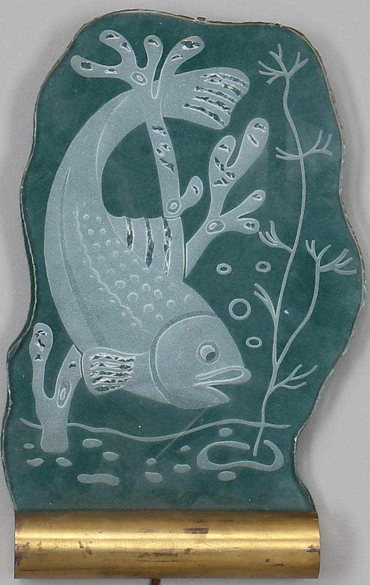 VÄGGBELYSNING/DEKORATION, glas/metall/trä, 1900-tal.