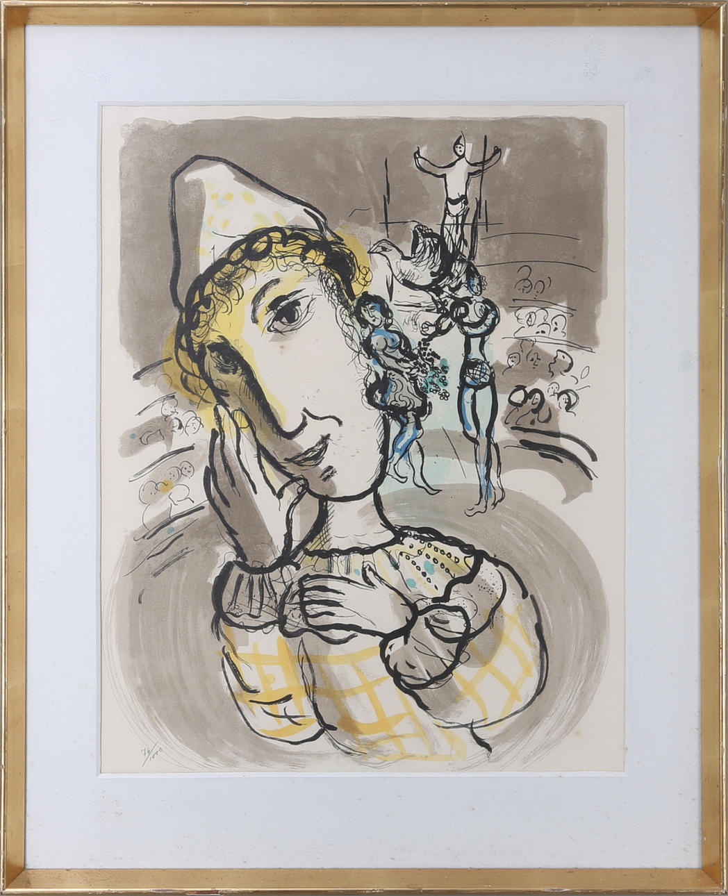 MARC CHAGALL. "The Circus with the yellow clown", färglitografi , numrerad 76/1000.