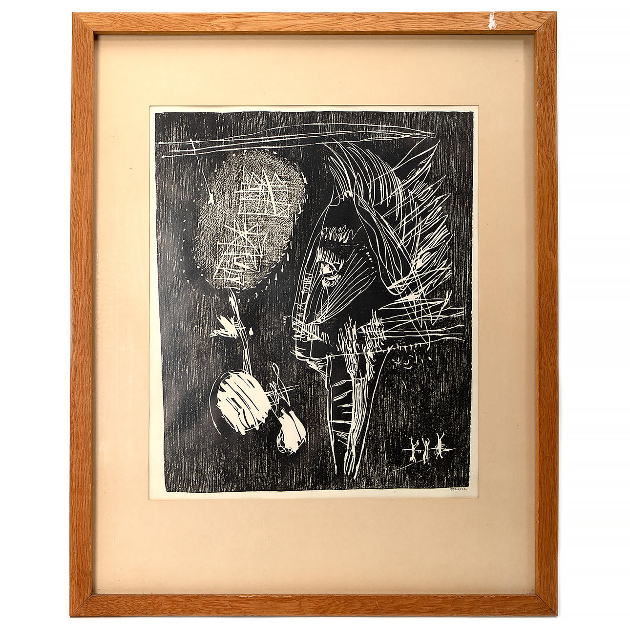 HERMAN TALVIK. “Nägijä”, woodcut, signed.