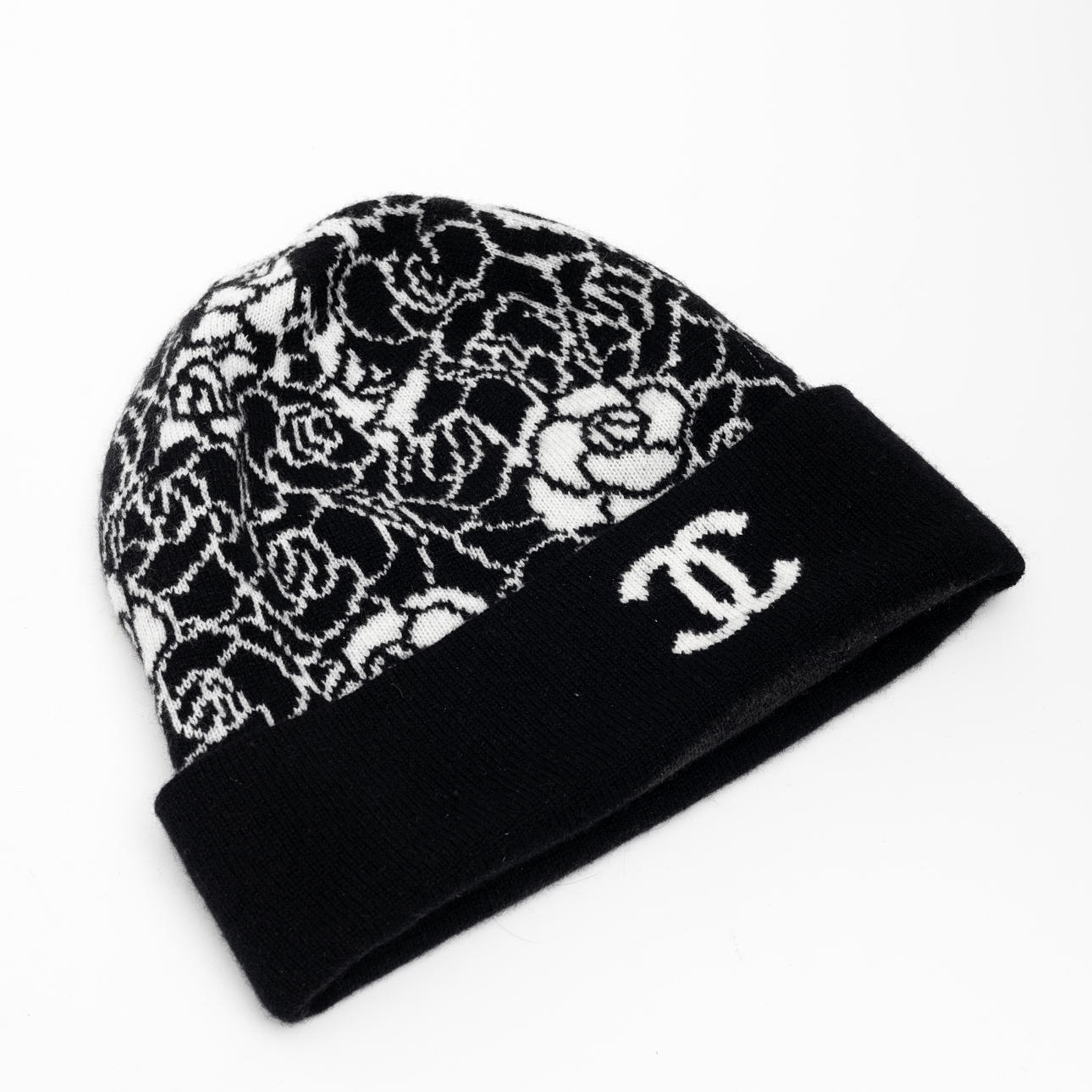 CHANEL. Cap, CC Camelia Beanie Hat.