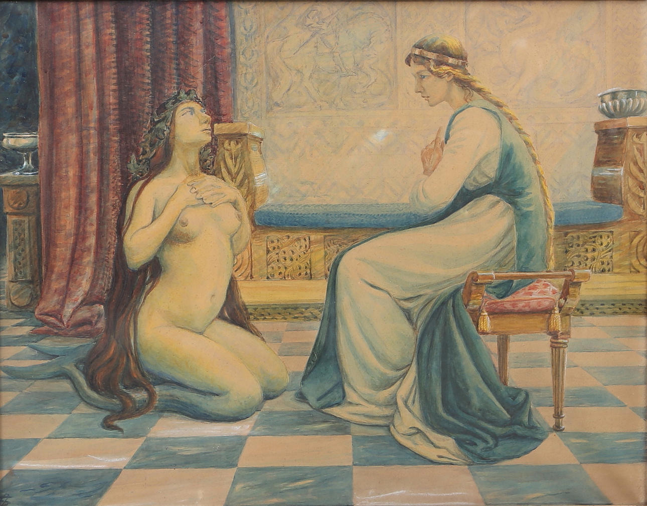 SIGURD OLRIK (DANMARK, 1874-1921). Mischtechnik, monogrammiert, signiert SO.