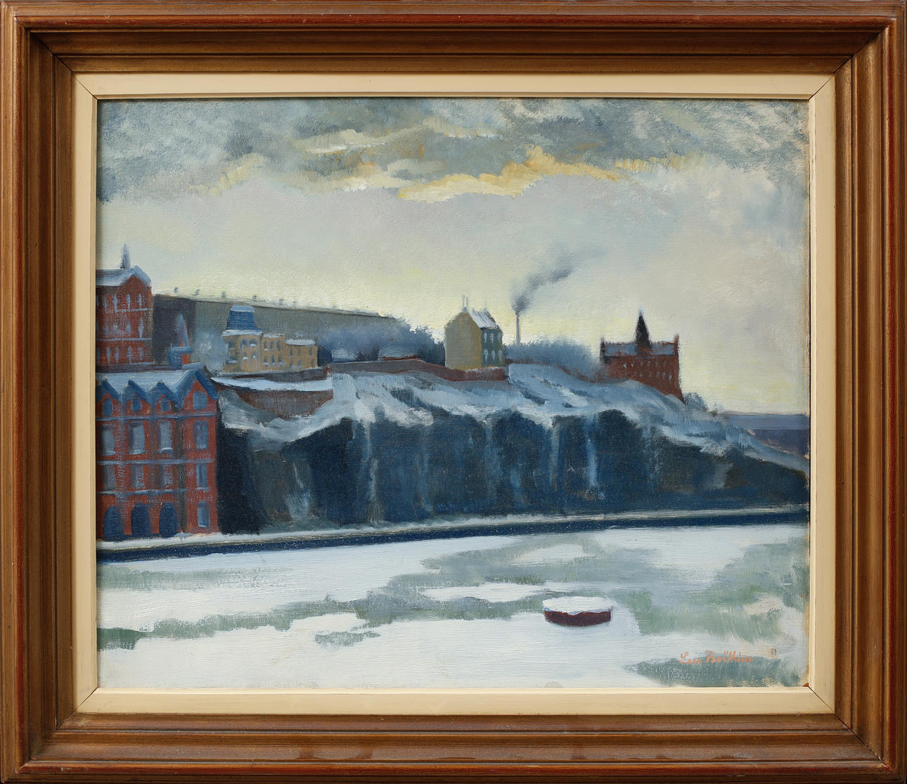 LARS BOËTHIUS. Stockholmsvy. Oil on panel, signed.