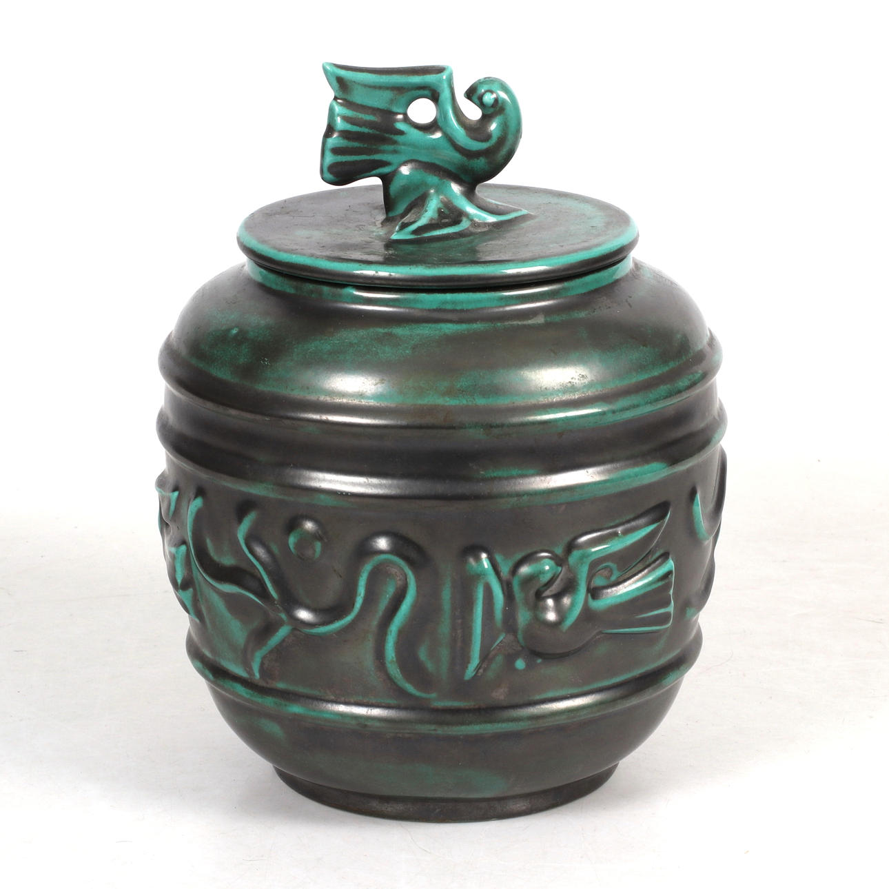 URNA, Art Deco med lock, Upsala Ekeby, 1930-tal.