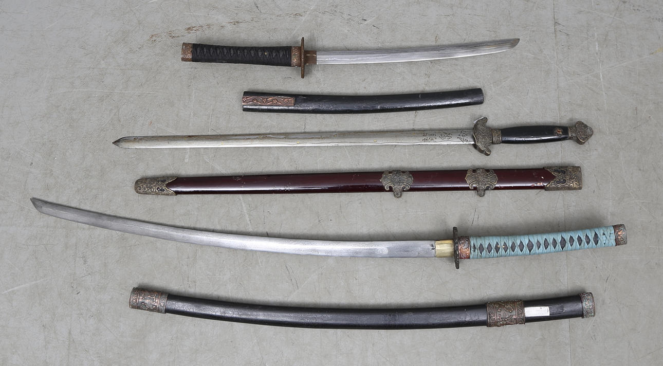 SVÄRD, 3 st, replika, Kina, 2000-tal.