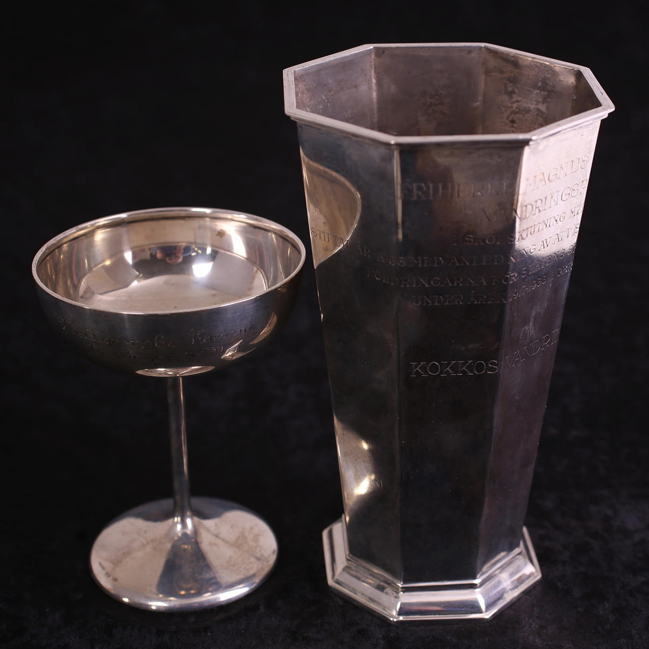 SILVERFÖREMÅL, 2 st, vikt = 500 gram, VAS + SKÅL.