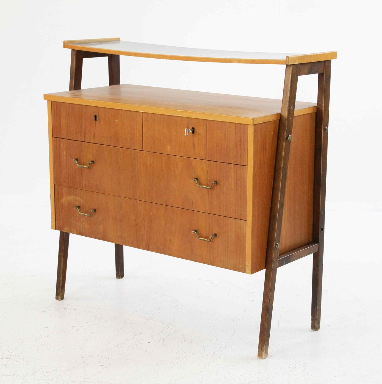 BYRÅ, teak, perstorpskiva, 1950-tal.