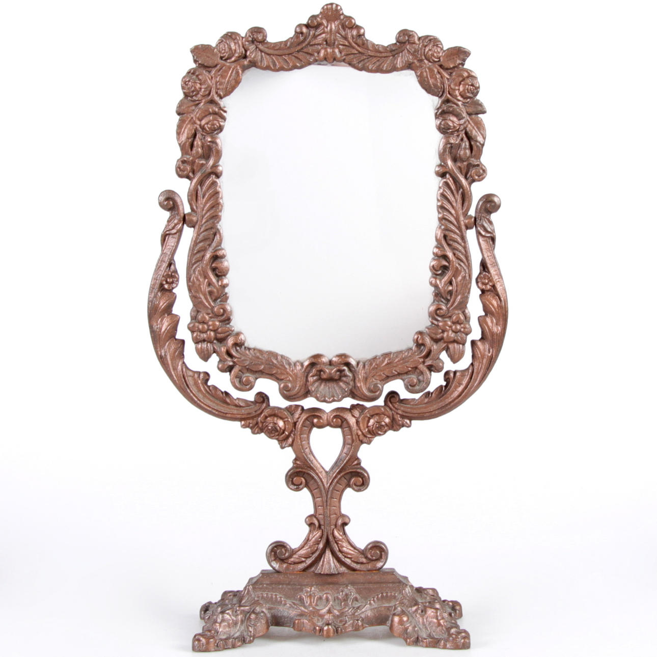 BORDSSPEGEL, patinerad metall, 1900-tal.