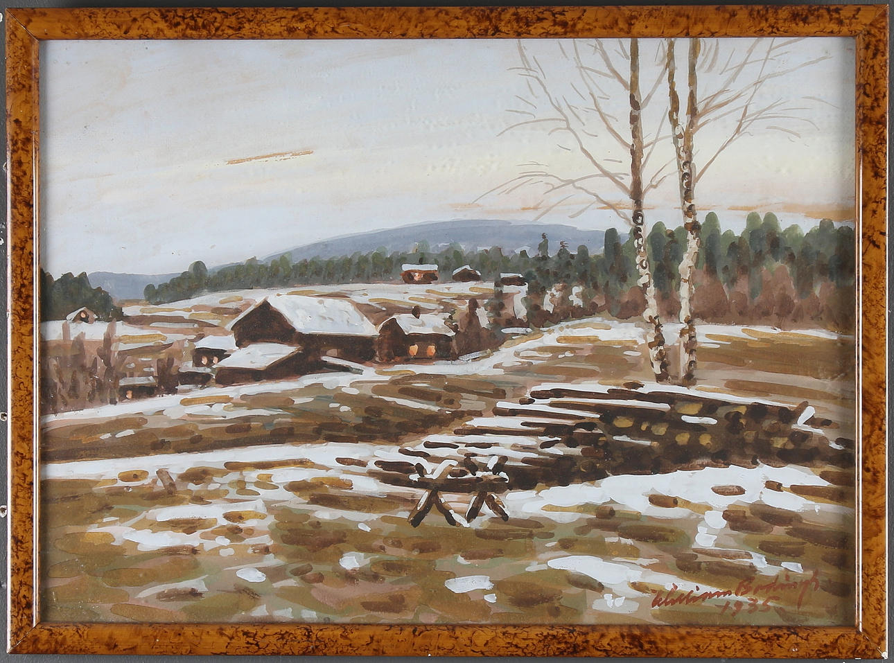 WILLIAM BODINGH. Landskap, gouache, signerad.