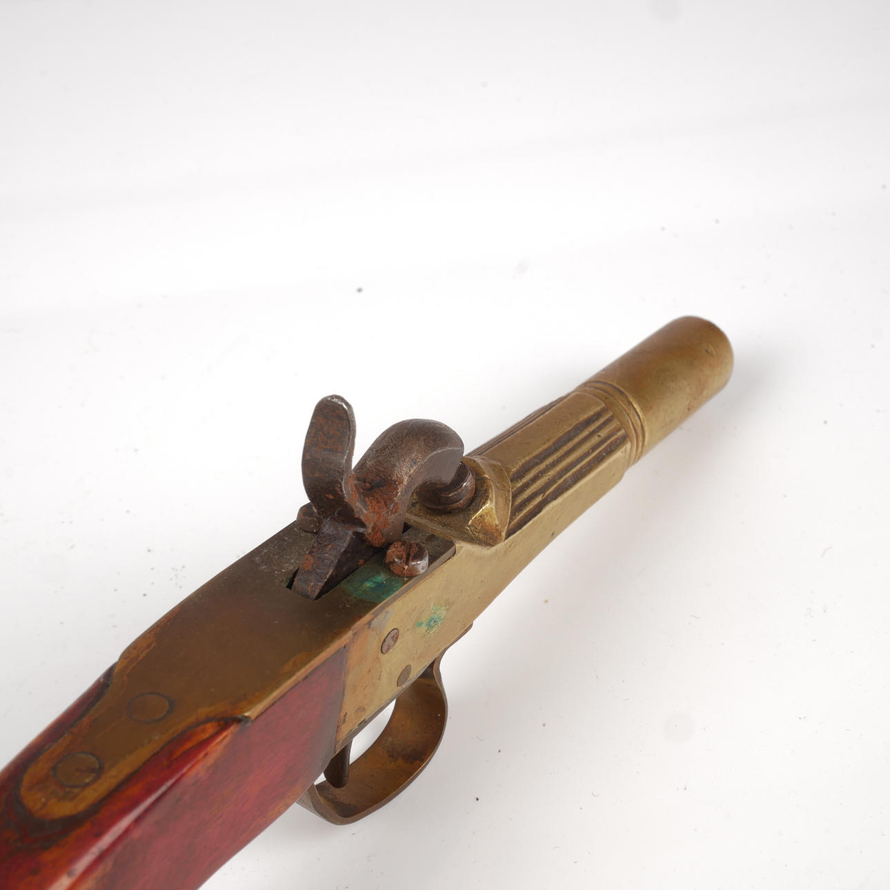 SLAG LOCK PISTOL, brass and wood, 19th century. Weapons & Militaria ...