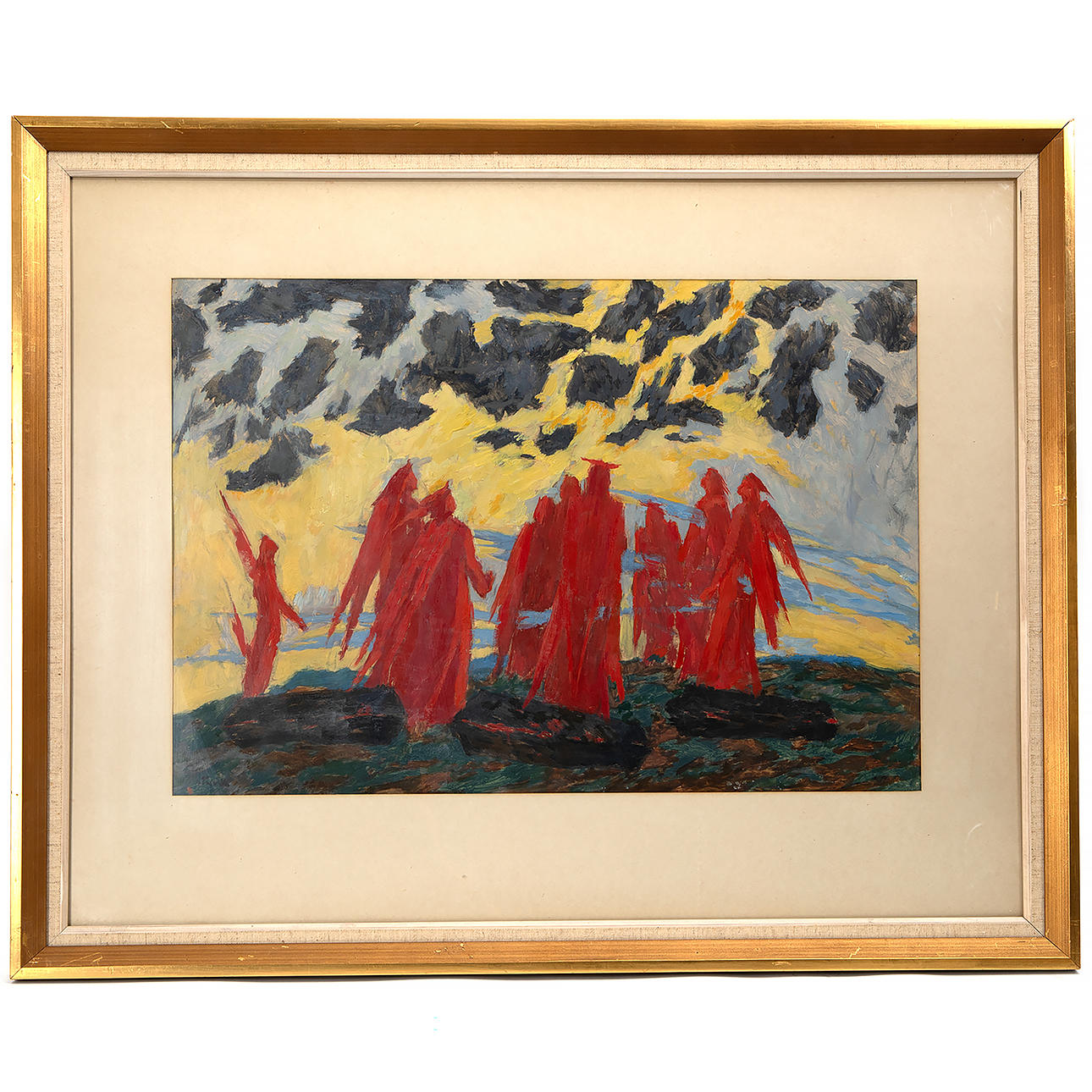 HERMAN TALVIK. The angels gather, mixed media, signed.