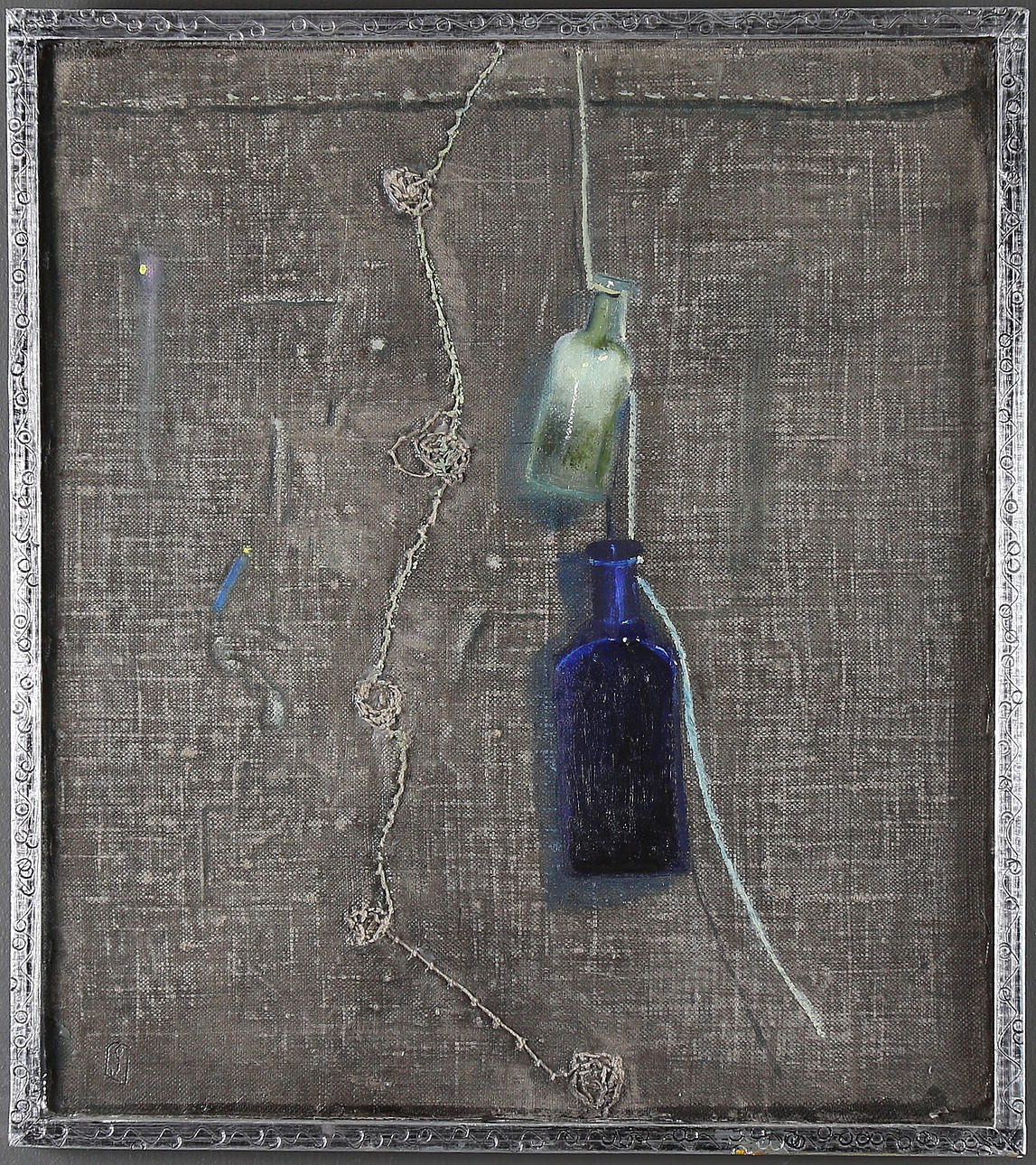 OLLE GUSTAFSSON. "Flaskor", blandteknik, signerad.