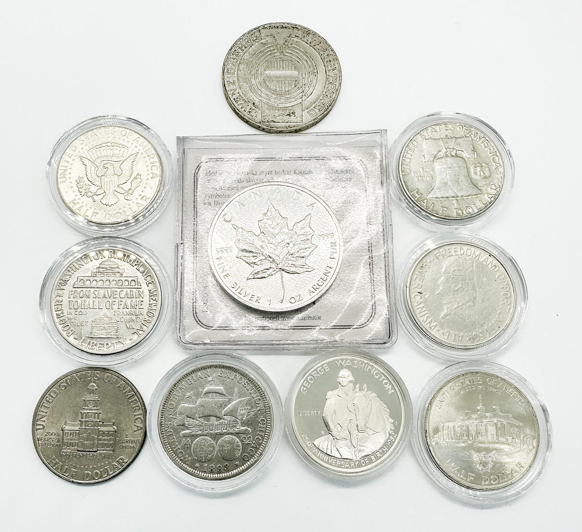 Sæt af mønter. USA, Canada, Østrig.