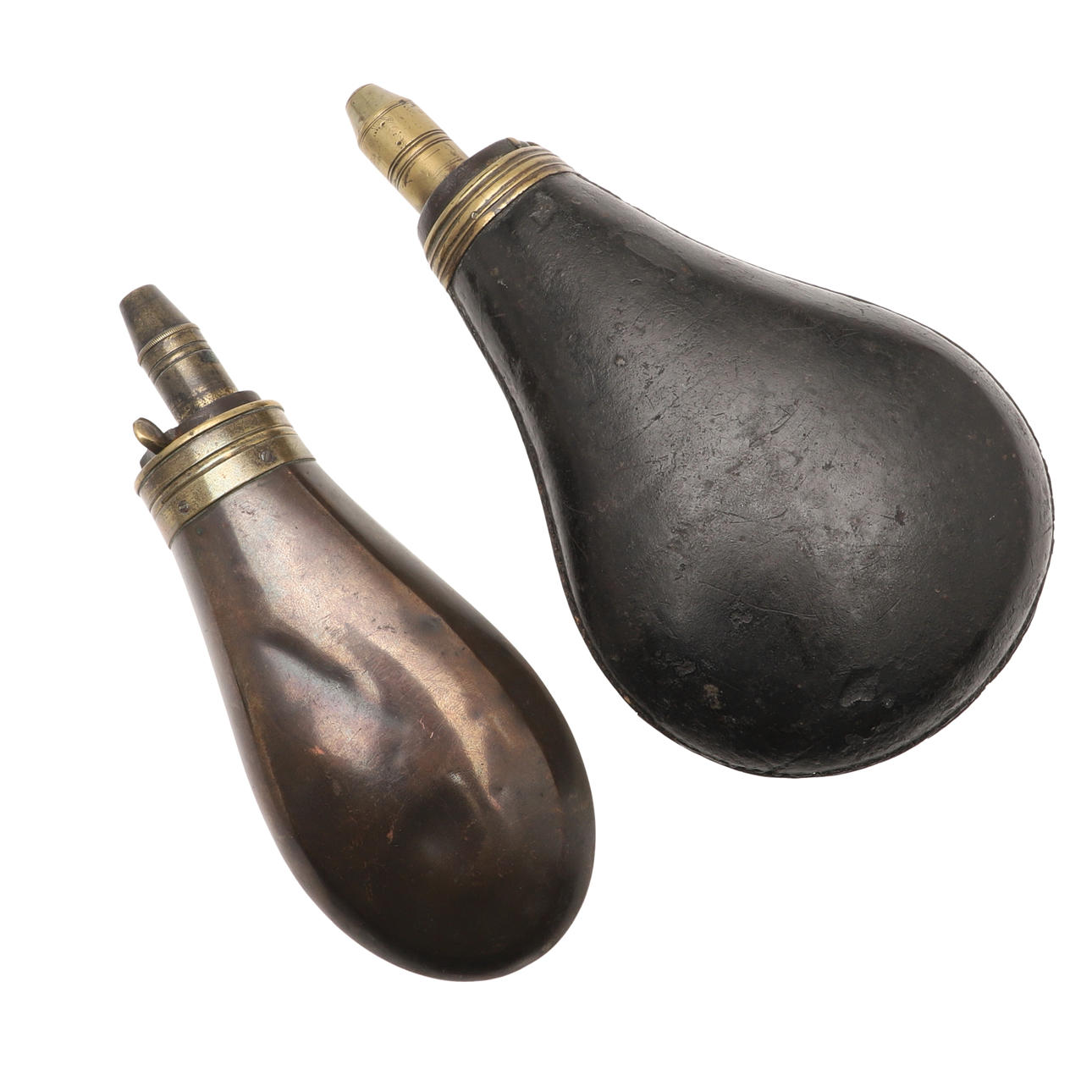 TWO LATE 18TH CENTURY POWDER FLASKS FOR FOWLING GUNS. Weapons ...