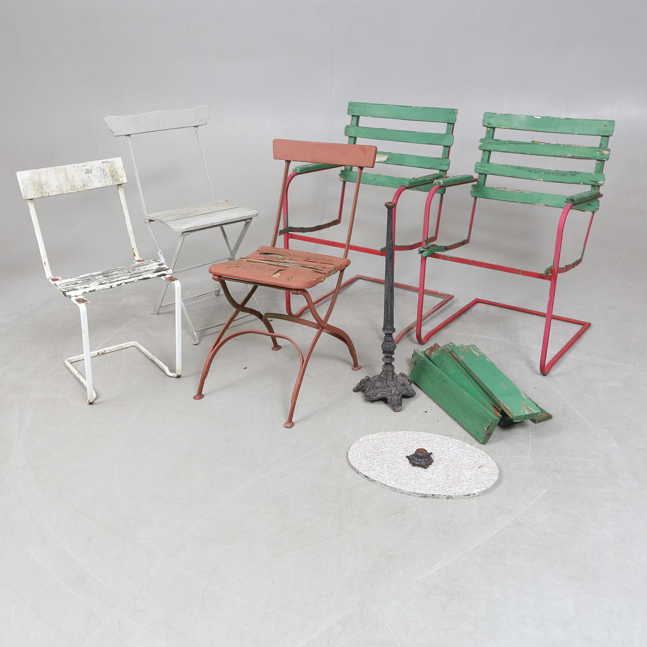 TRÄDGÅRDSMÖBLER, 6 delar. 1900-tal.