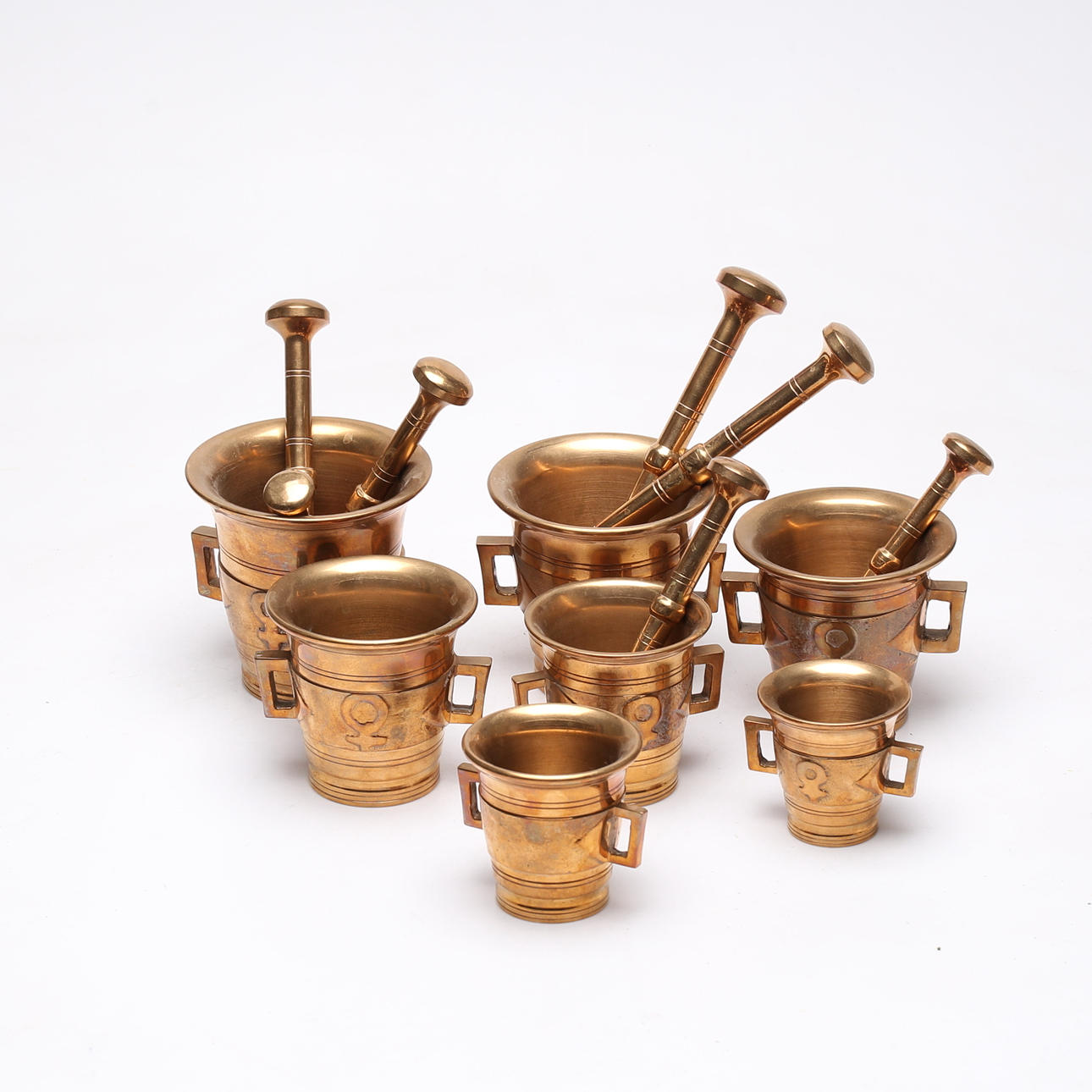 Ein Satz von 7 Erzmörsern, Bersbo.