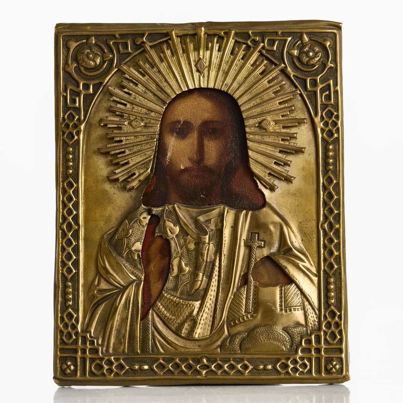 IKON, Russia, circa 1900, brass rose.