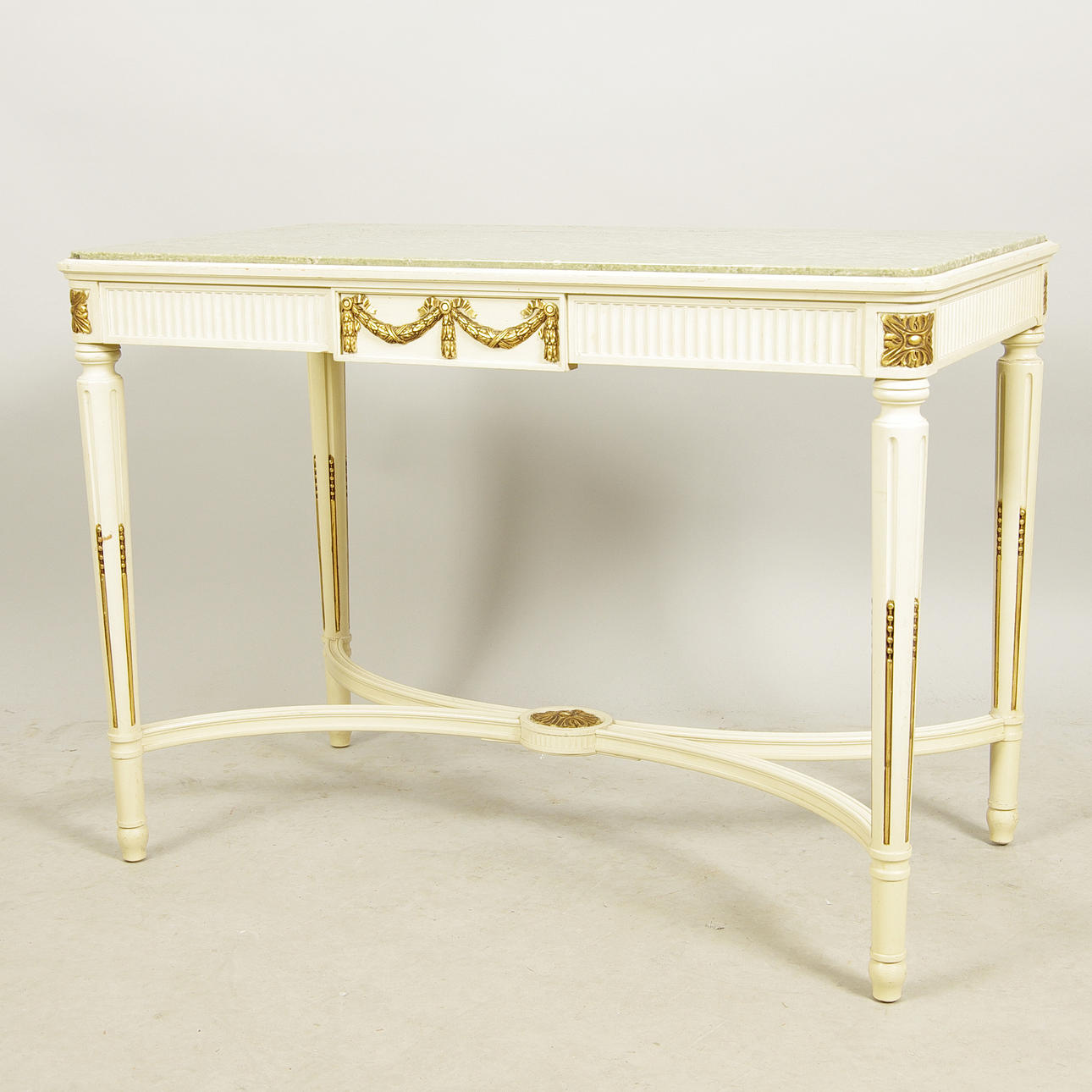 SALONGSBORD, vitmålat med stenskiva, gustaviansk stil.