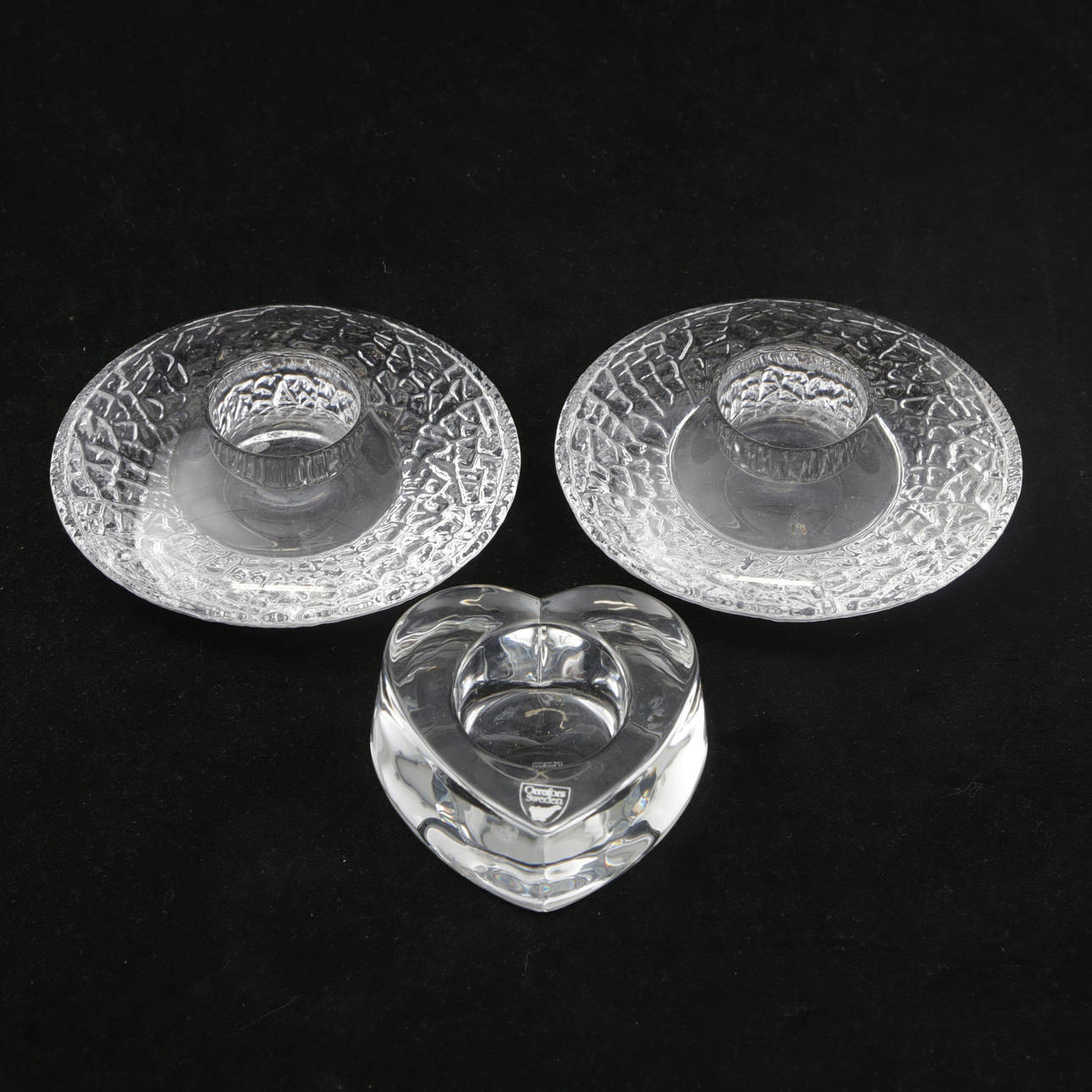 Stearinlys 3 stk, glas, Orrefors.