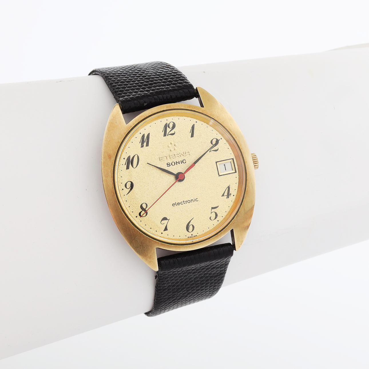 ARMBANDSUR, Guld på stål, Eterna Sonic Electronic.