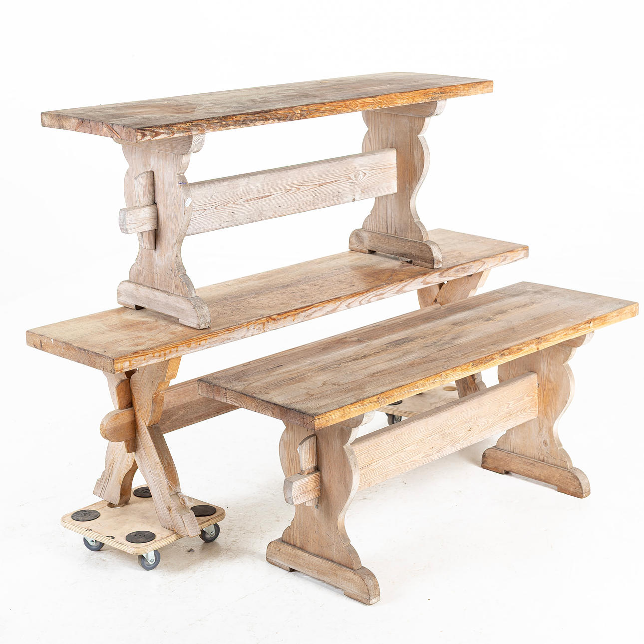 BENCHES, 3 pcs, pine.