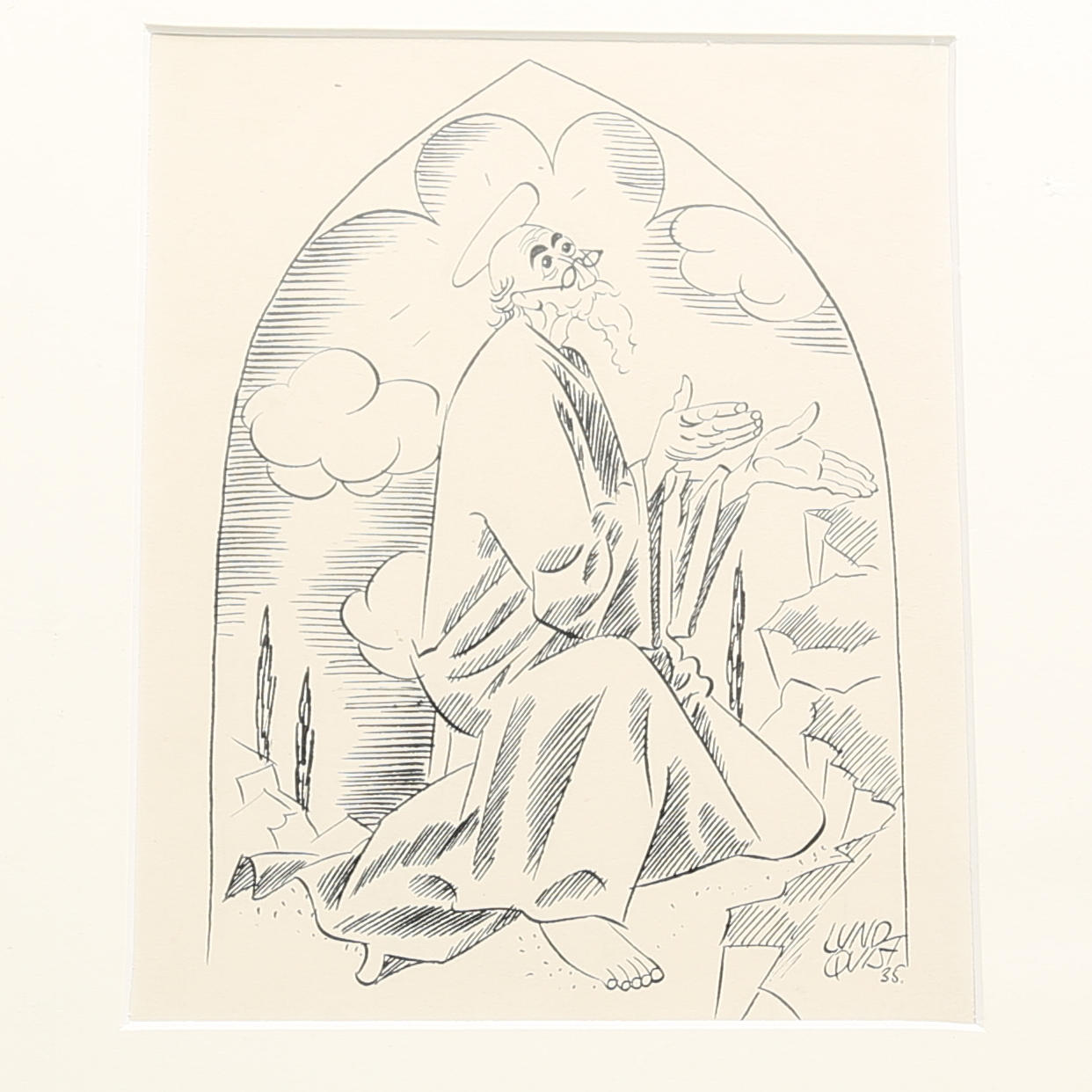 BIRGER  LJUNGQUIST. MARKER drawing, signed, 1935.