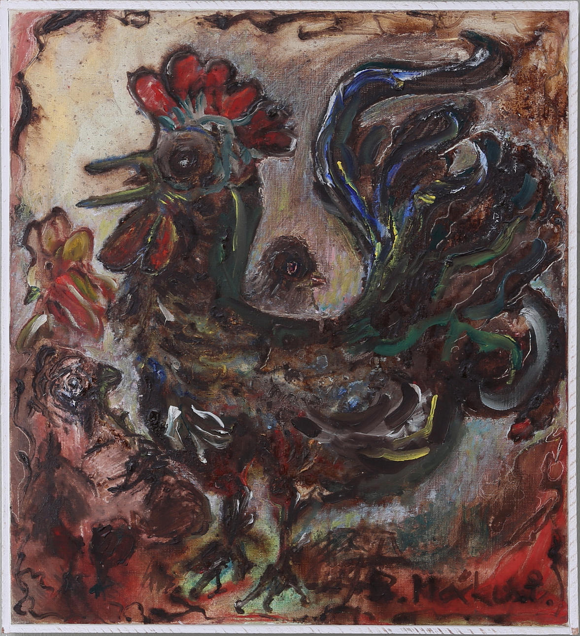 ÅKE MÖCKLÖ. Tuppen, olja på duk, signerad.