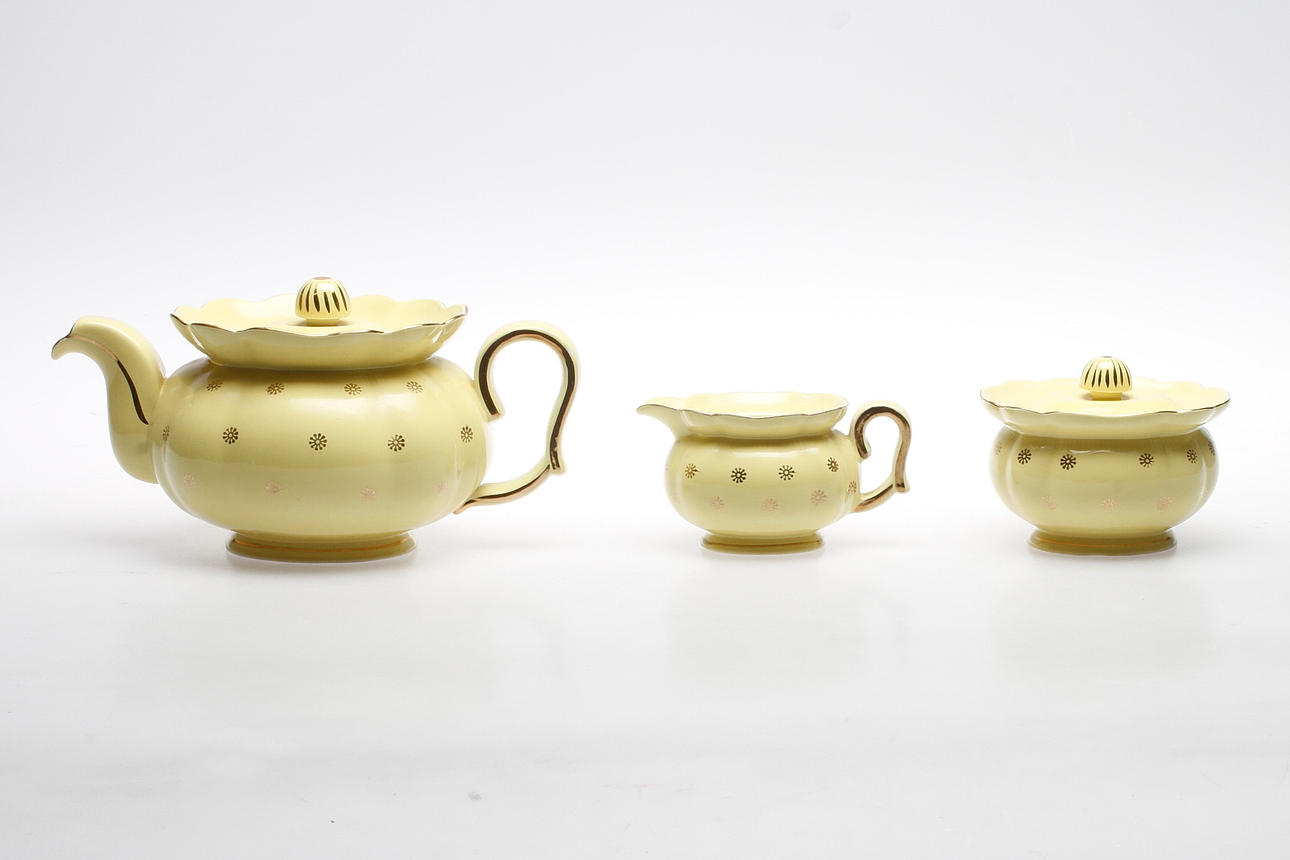 TESERVIS, 3 delar, flintgods, "Neapel", Arthur Percy, Gefle.