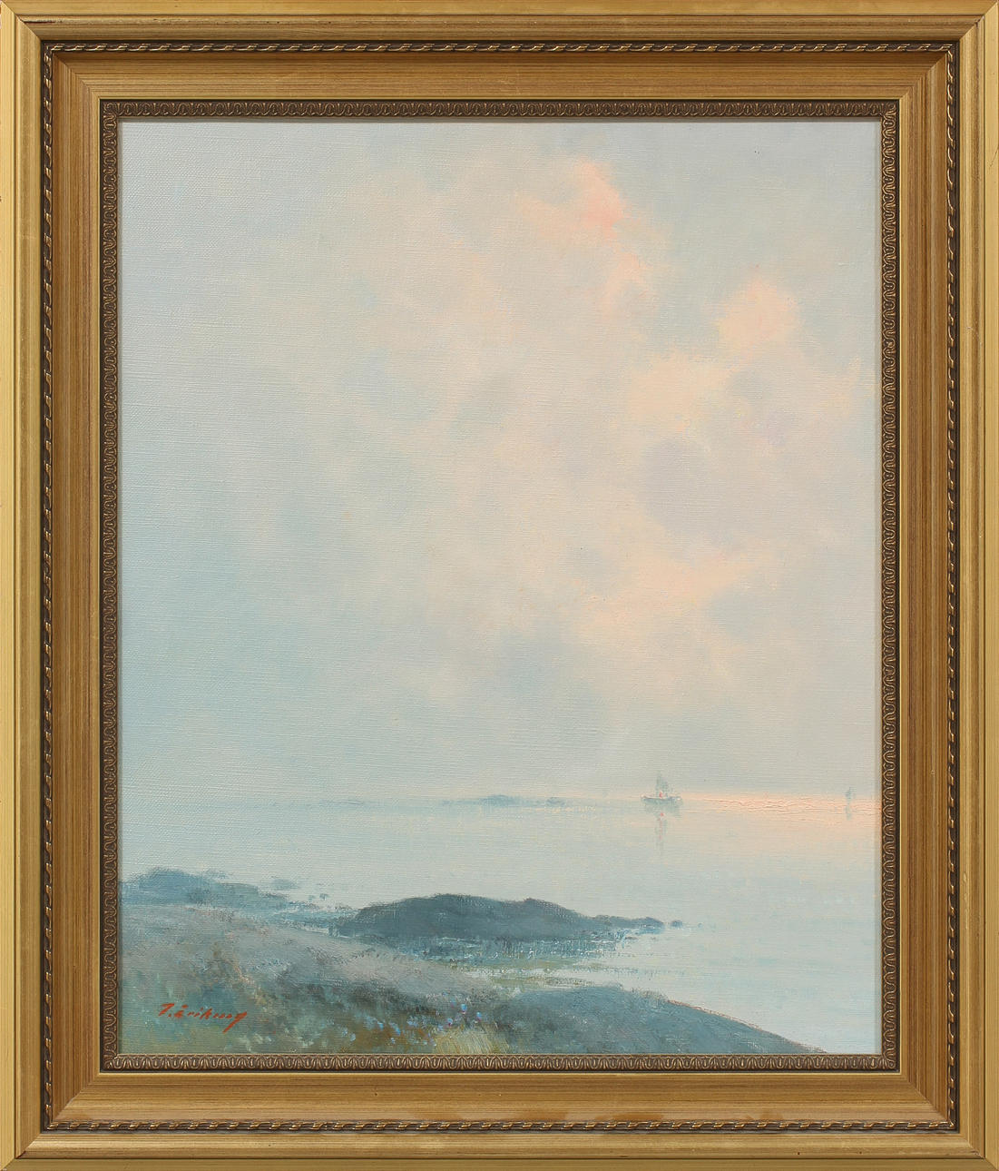 TAGE ERIKSSON. Kustbild från Nordkoster. Olja på duk, signerad.