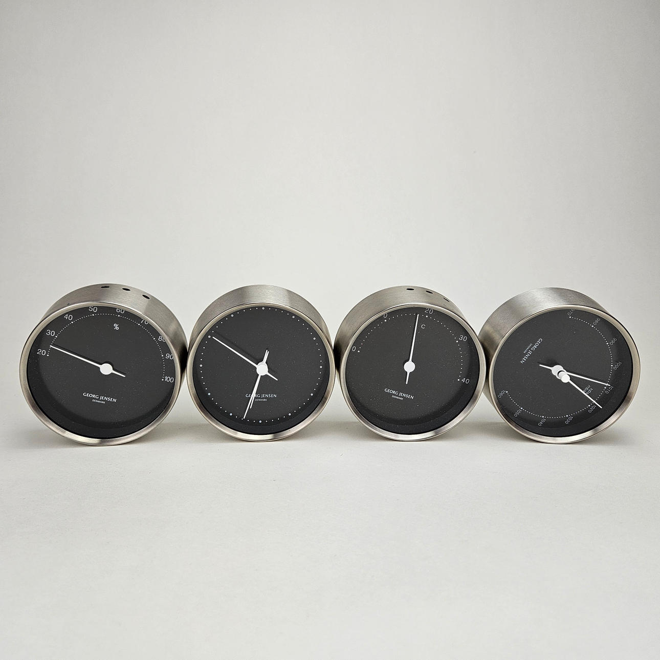 HENNING KOPPEL. Wall clock, hygrometer, thermometer and barometer, Georg Jensen, Denmark.