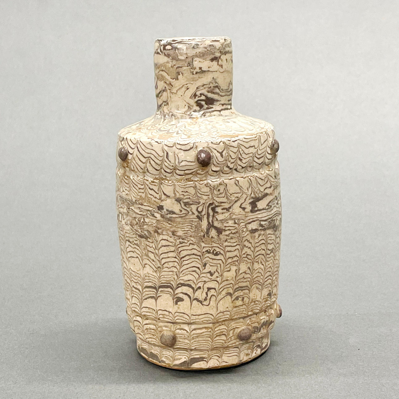 CHINESE GLAZED MARBLED POTTERY VESSEL.