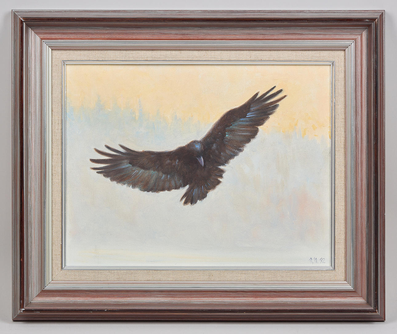 REIMA NURMIKKO (1951). Flying raven, signed and dated -92, oil on canvas.