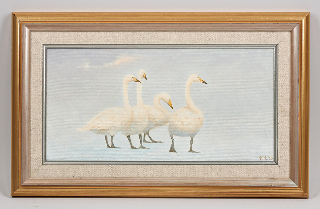 REIMA NURMIKKO (1951). Four swans, signed and dated -93, oil on canvas.