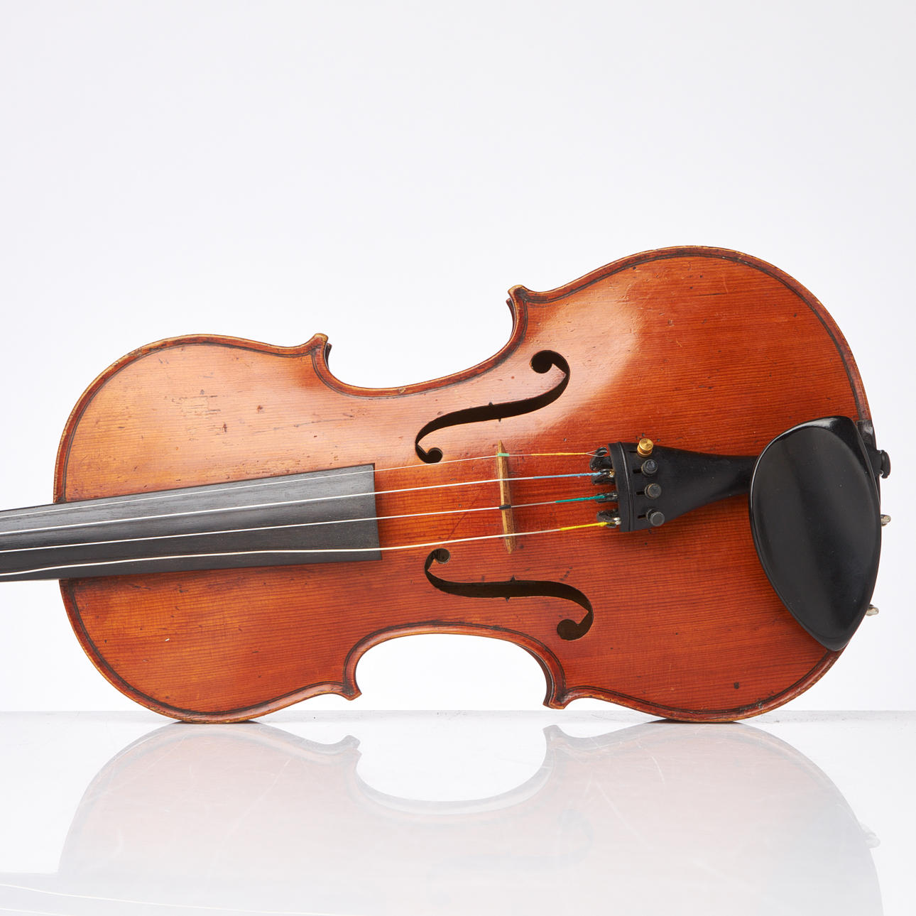 VIOLIN AND BOW. N. Audinot label, Paris Faubourg, spruce top