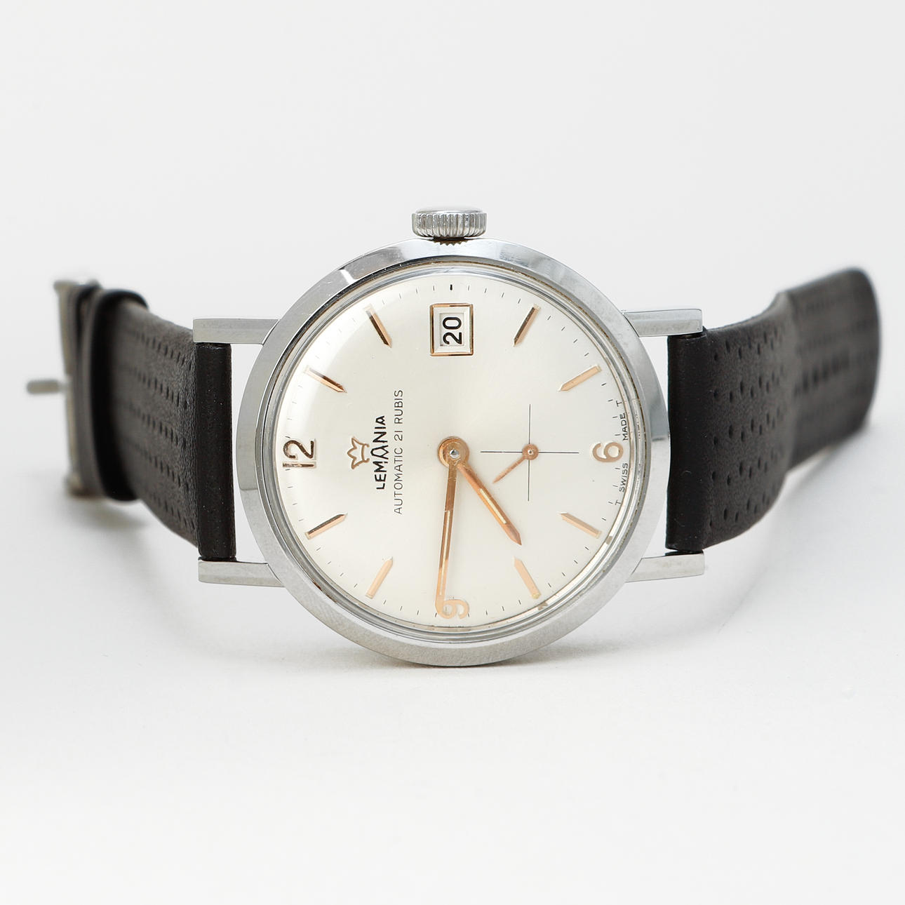 A Lemania steel automatic wristwatch, 1960's.