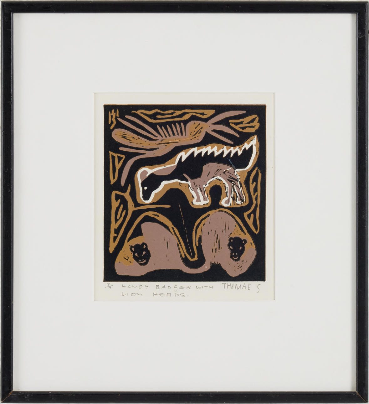 THAMAE SETSHOGO. „Honninggrævling med løvehoveder“.