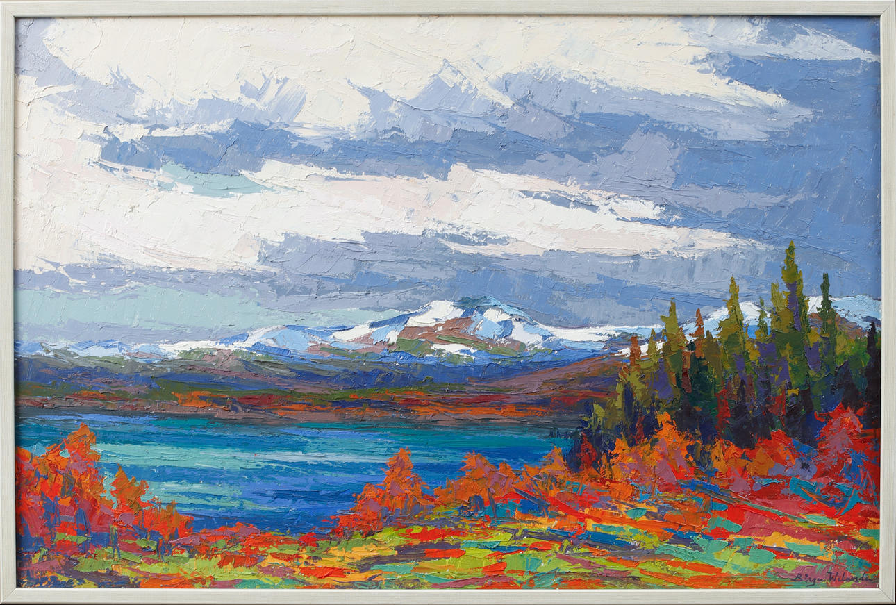 BIRGER WELANDER. Mountain landscape, oil on panel, signed.